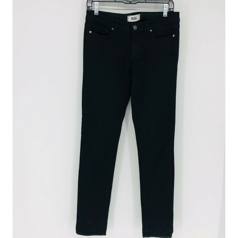 Paige Y2K Skyline Skinny Solid Black Stretch Denim Jeans Size 27 Everyday Wear